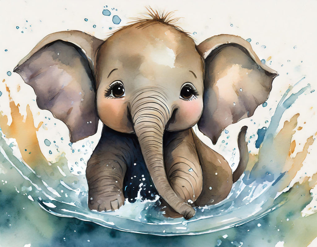 Diamond painting baby olifant waterverf 