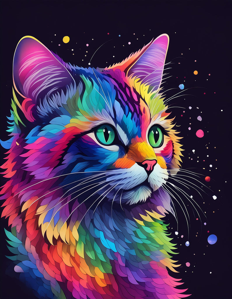 Diamond painting kleurrijke kater