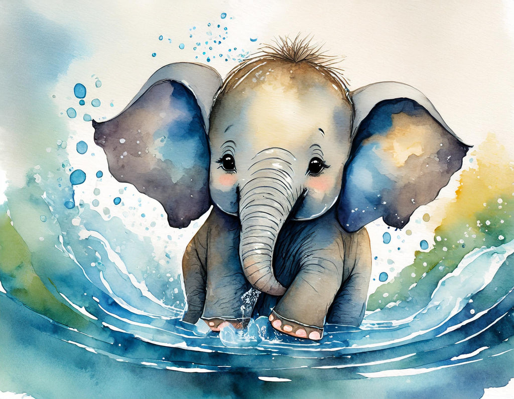 Diamond painting olifant baby waterverf