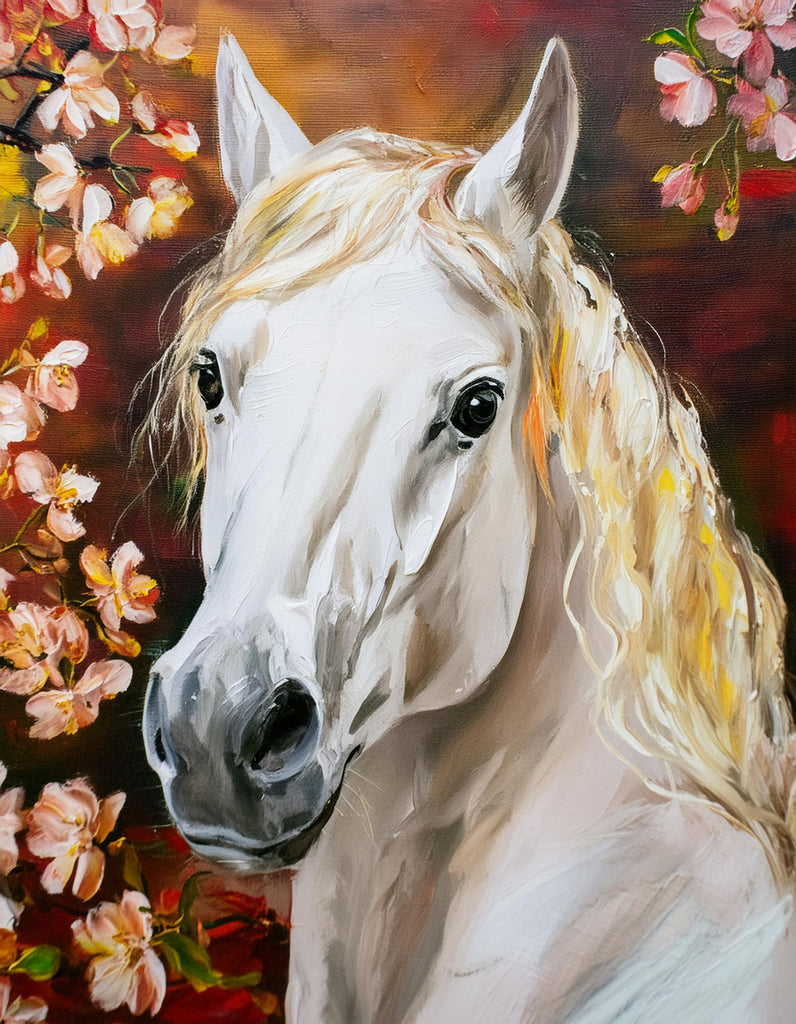 Diamond painting wit paard kunst